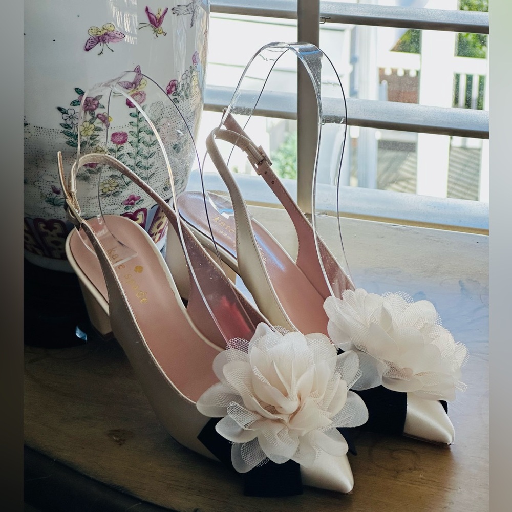 Kate Spade Mettie Satin Sling Back heels size 5 (EUC) - Picture 12 of 16